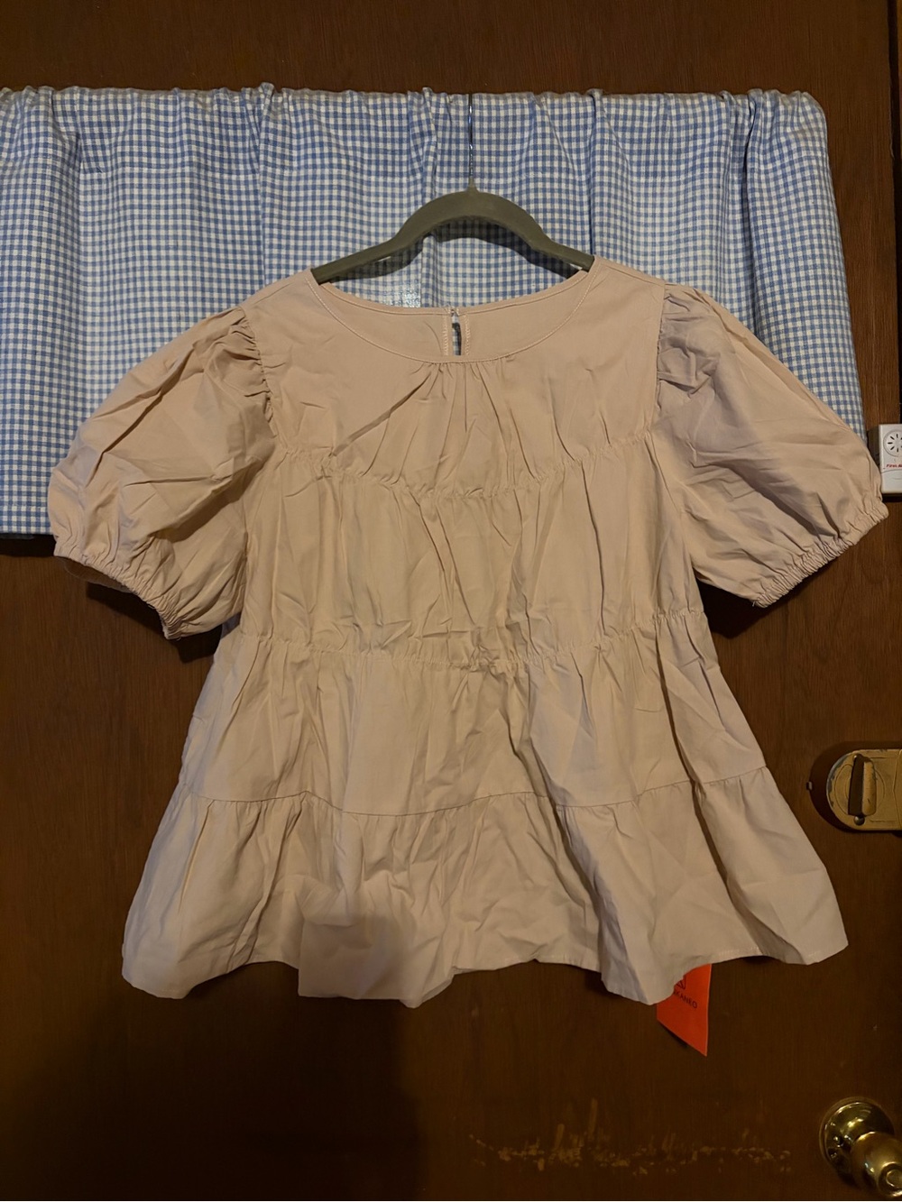 Women's Puff-Sleeve Tiered Blouse - Apricot